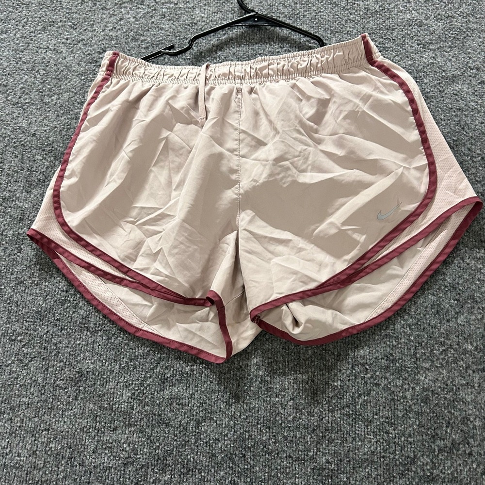 Nike Athletic Shorts Womens Size L Mauve Dri-Fit Running Drawstring Liner Stain